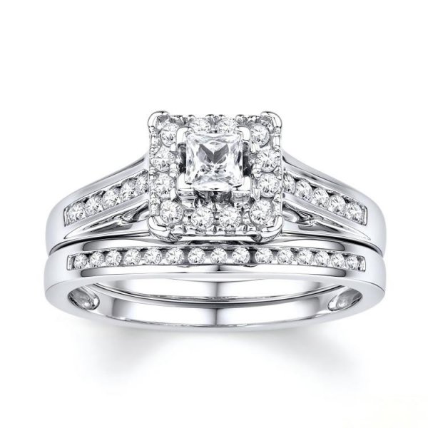 Diamond Bridal Set 5/8 ct tw Round-cut 10K White Gold